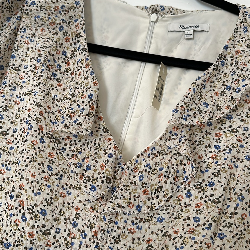 Madewell Silk Ruffle-Neck Mini Dress - Picture 3 of 3